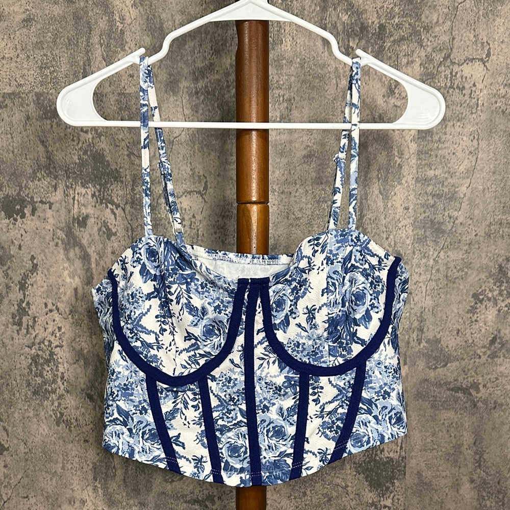 Floral Blue Corset Top